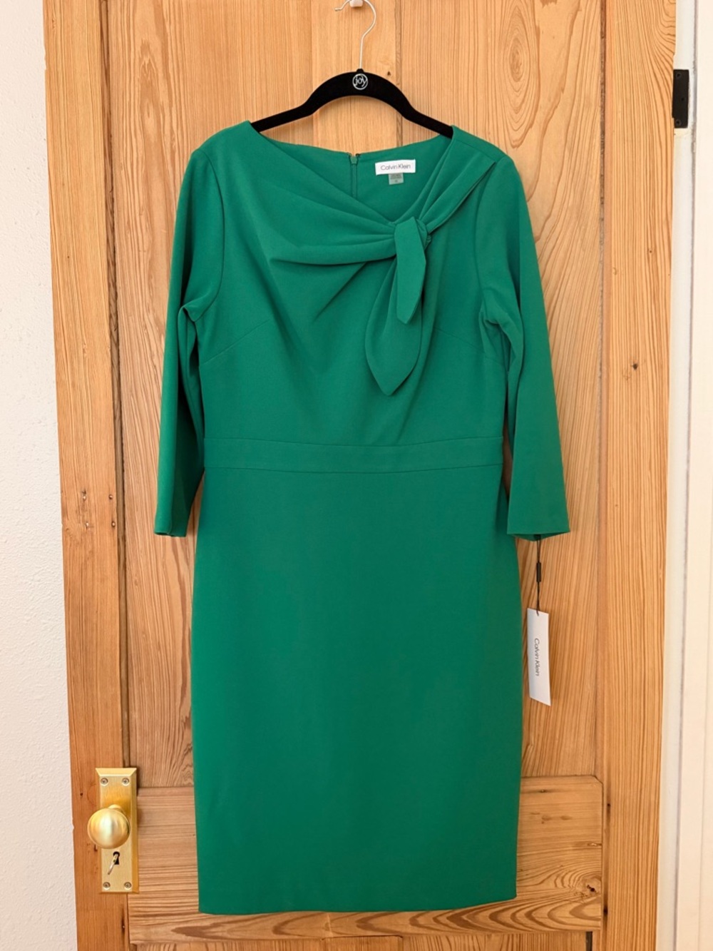 Calvin Klein Emerald Green Tie-Detail Sheath Dress NWT